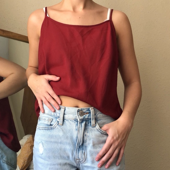 Red silk cami - Picture 2 of 4